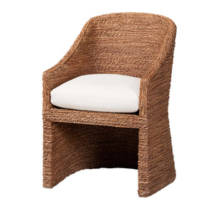 Bali & Pari Brenton Handwoven Seagrass Dining Chair with Mango Wood Frame for Bohemian Interiors