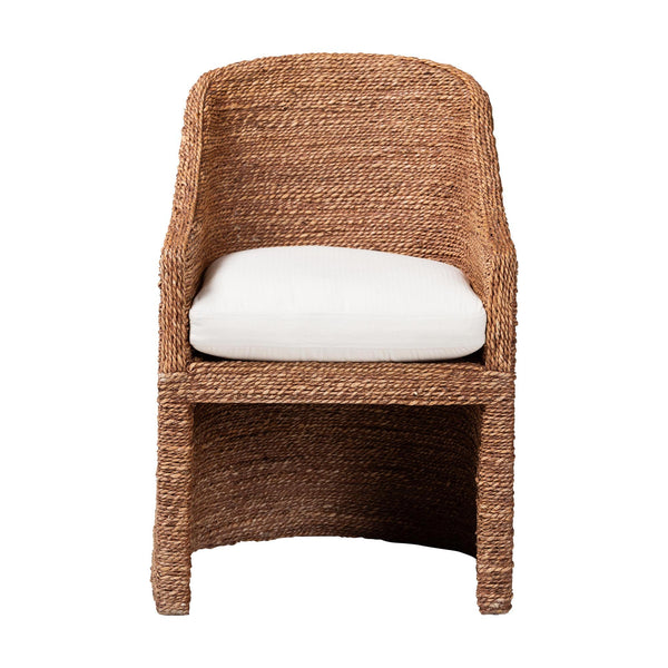 Bali & Pari Brenton Handwoven Seagrass Dining Chair with Mango Wood Frame for Bohemian Interiors