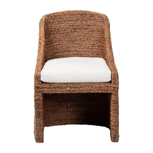 Bali & Pari Brenton Handwoven Seagrass Dining Chair with Mango Wood Frame for Bohemian Interiors