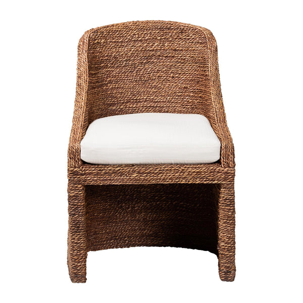 Bali & Pari Brenton Handwoven Seagrass Dining Chair with Mango Wood Frame for Bohemian Interiors