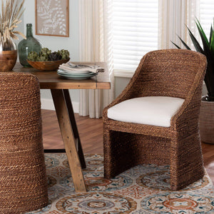 Bali & Pari Brenton Handwoven Seagrass Dining Chair with Mango Wood Frame for Bohemian Interiors