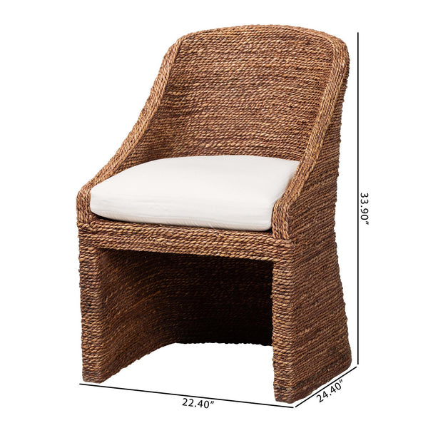 Bali & Pari Brenton Handwoven Seagrass Dining Chair with Mango Wood Frame for Bohemian Interiors
