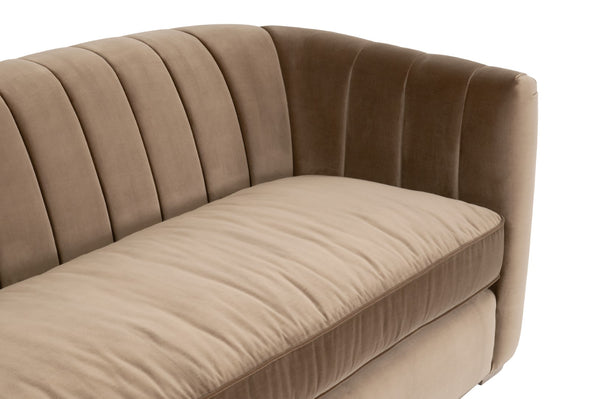 Essentials For Living Bronx 87" Channel Back Sofa - Luxurious Caramel Velvet, Sturdy Oak Frame, & Timeless Elegance Caramel Velvet,Natural Gray Oak Solid Oak Wood 6615-3.Car/Ng