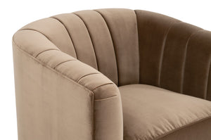 Essentials For Living Bronx Channel Back Sofa Chair - Luxurious Caramel Velvet With Stylish Design & Ultimate Comfort Caramel Velvet,Natural Gray Oak Solid Oak Wood 6615-1.Car/Ng