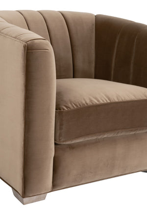 Essentials For Living Bronx Channel Back Sofa Chair - Luxurious Caramel Velvet With Stylish Design & Ultimate Comfort Caramel Velvet,Natural Gray Oak Solid Oak Wood 6615-1.Car/Ng