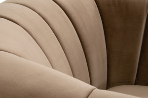 Essentials For Living Bronx Channel Back Sofa Chair - Luxurious Caramel Velvet With Stylish Design & Ultimate Comfort Caramel Velvet,Natural Gray Oak Solid Oak Wood 6615-1.Car/Ng