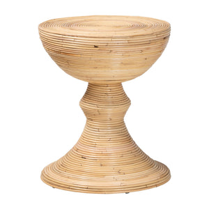 Baxton Studio Bali & Pari Brookwood Handcrafted Rattan Round Accent Table Bohemian Sculptural Living Room Brookwood-Natural Rattan-ET