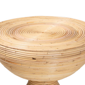 Baxton Studio Bali & Pari Brookwood Handcrafted Rattan Round Accent Table Bohemian Sculptural Living Room Brookwood-Natural Rattan-ET