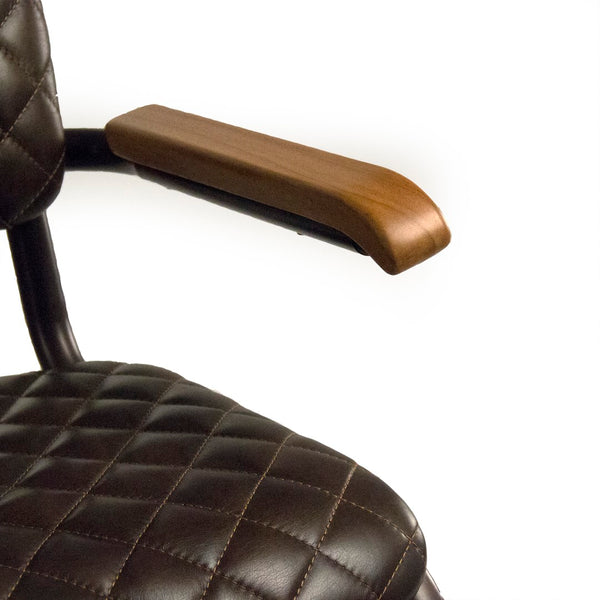 Helen Bar Stool Gunmetal Grey Iron, Dark Brown Leather C0045C-1 Zentique