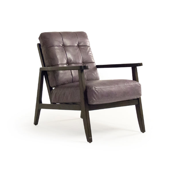 Haydee Chair Dark Brown Frame, Grey Blue Leather C0079-1 Zentique