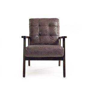 Haydee Chair Dark Brown Frame, Grey Blue Leather C0079-1 Zentique