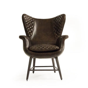 Xaries Tub Chair Dark Brown Frame, Dark Brown Leather C0096-1 Zentique