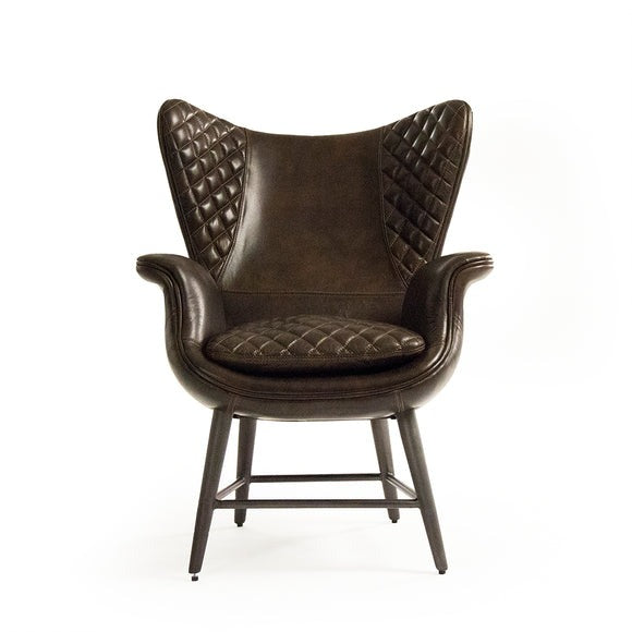 Xaries Tub Chair Dark Brown Frame, Dark Brown Leather C0096-1 Zentique