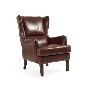 Zentique Felicie Chair — Top-Grain Leather Accent Chair with Solid Rubberwood Frame, Ergonomic Padded Comfort C0109A-1