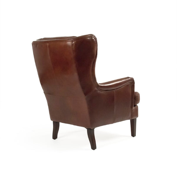 Zentique Felicie Chair — Top-Grain Leather Accent Chair with Solid Rubberwood Frame, Ergonomic Padded Comfort C0109A-1