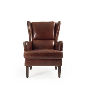 Zentique Felicie Chair — Top-Grain Leather Accent Chair with Solid Rubberwood Frame, Ergonomic Padded Comfort C0109A-1