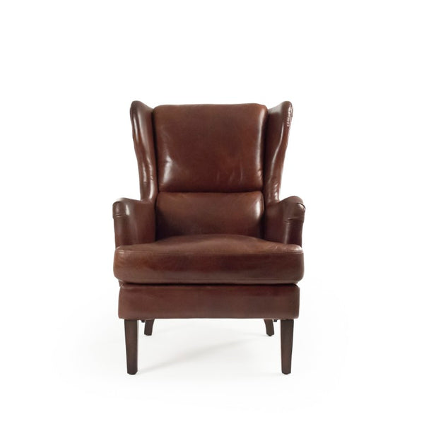 Zentique Felicie Chair — Top-Grain Leather Accent Chair with Solid Rubberwood Frame, Ergonomic Padded Comfort C0109A-1