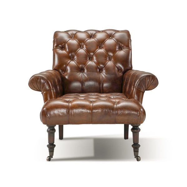 Austin Armchair Dark Brown Frame, Dark Brown Leather C0201-1D Zentique