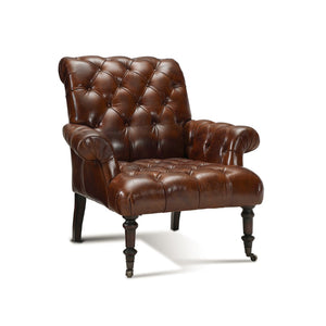Austin Armchair Dark Brown Frame, Dark Brown Leather C0201-1D Zentique