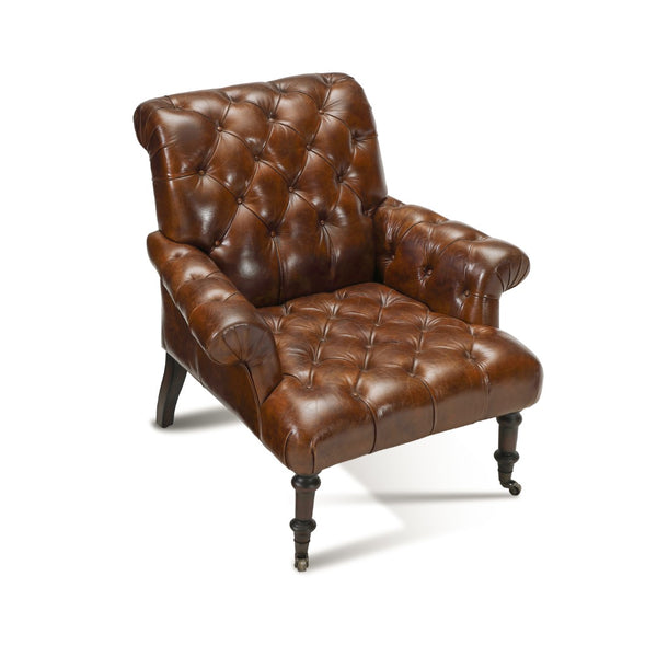 Austin Armchair Dark Brown Frame, Dark Brown Leather C0201-1D Zentique