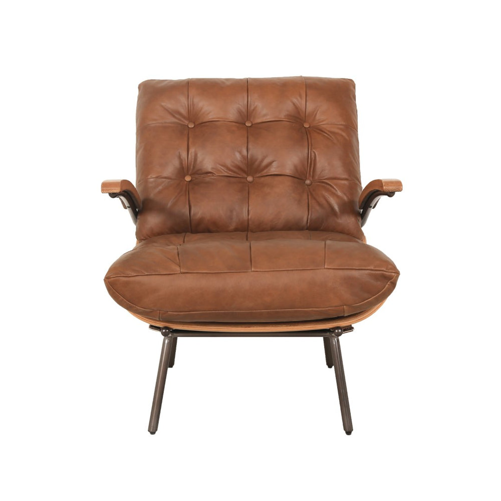 Stretta Chair Light Brown Wood, Light Brown Top Grain Leather C0340D-1D Zentique