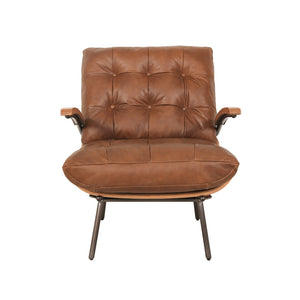 Stretta Chair Light Brown Wood, Light Brown Top Grain Leather C0340D-1D Zentique