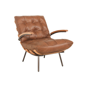 Stretta Chair Light Brown Wood, Light Brown Top Grain Leather C0340D-1D Zentique