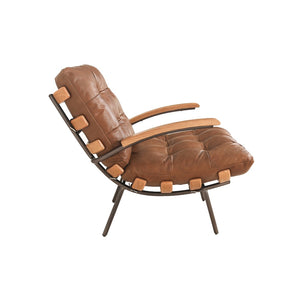 Stretta Chair Light Brown Wood, Light Brown Top Grain Leather C0340D-1D Zentique