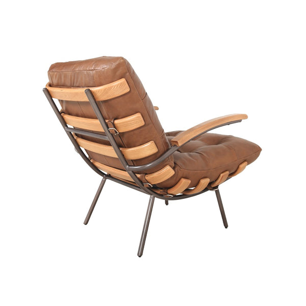 Stretta Chair Light Brown Wood, Light Brown Top Grain Leather C0340D-1D Zentique