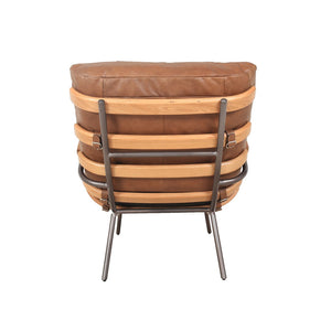 Stretta Chair Light Brown Wood, Light Brown Top Grain Leather C0340D-1D Zentique