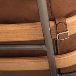 Stretta Chair Light Brown Wood, Light Brown Top Grain Leather C0340D-1D Zentique