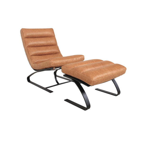 Lavello Stool Black Iron, Light Brown Top Grain Leather C0514A-ST Zentique