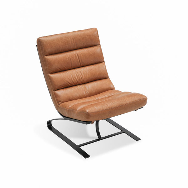 Lavello Chair Black Iron, Light Brown Top Grain Leather C0514A-1D Zentique