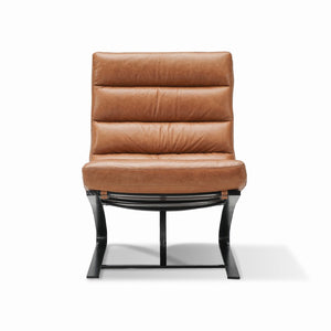 Lavello Chair Black Iron, Light Brown Top Grain Leather C0514A-1D Zentique