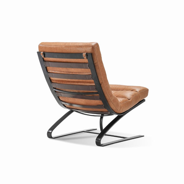 Lavello Chair Black Iron, Light Brown Top Grain Leather C0514A-1D Zentique