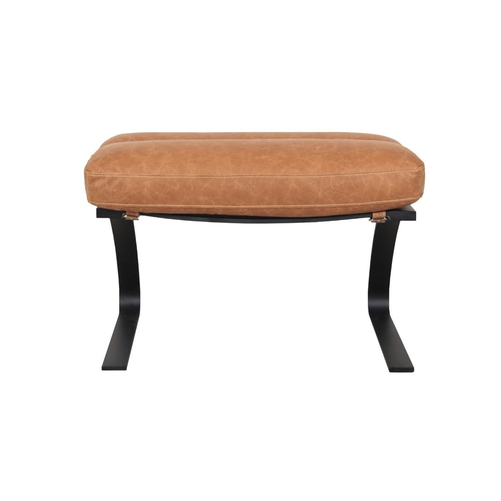 Lavello Stool Black Iron, Light Brown Top Grain Leather C0514A-ST Zentique