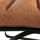 Lavello Stool Black Iron, Light Brown Top Grain Leather C0514A-ST Zentique