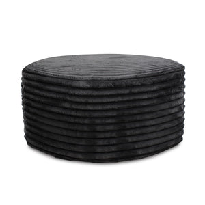 Howard Elliott Universal Round Ottoman Cover - Refresh Your Space With Soft, Textured Style For Year-round Appeal Black 100% Polyester C132-1343-howard-elliott