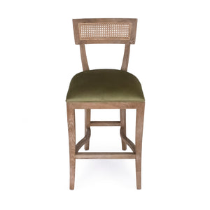 Carvell Cane Back Bar Stool (Velvet) Zentique
