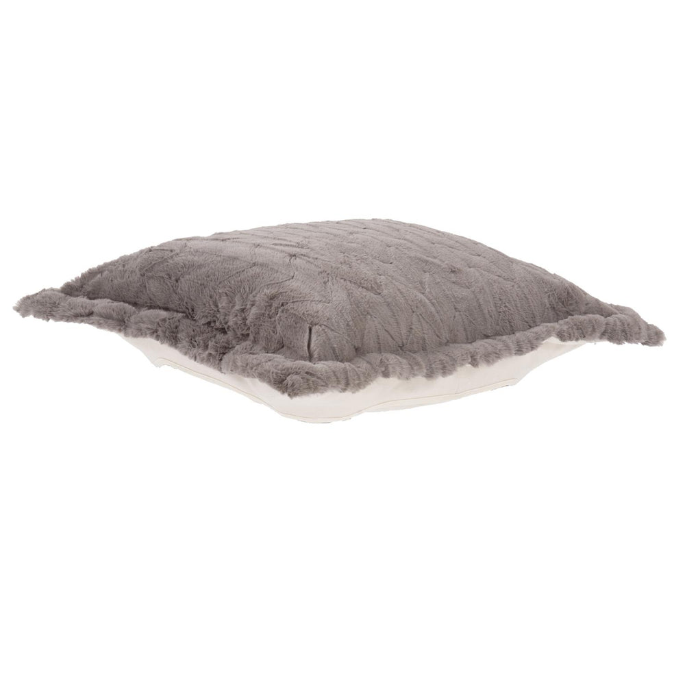 Howard Elliott Puff Ottoman Cover - Transform Your Furniture With Luxurious Faux Fur For A Chic Home Makeover! Gray 100% Polyester C310-201-howard-elliott