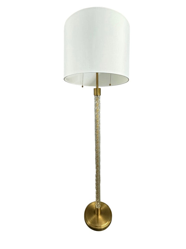 House of Troy Chloe Ornate Glass Column Floor Lamp Brushed Brass Twin Pull Chain Living Room C600-BB