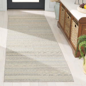 Safavieh Cabo Contemporary Striped Runner Rug – Stylish Blue-green Design For Elegant Home Décor Spaces Blue ,Green 97% Polyester,3% Cotton Cab360l-7sq