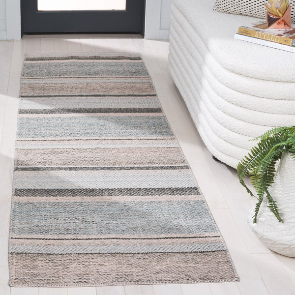 Safavieh Cabo Contemporary Area Rug - Elegant Flatweave Design For Any Home Decor, Soft & Durable Style Black ,Light Blue 97% Polyester,3% Cotton Cab370z-5