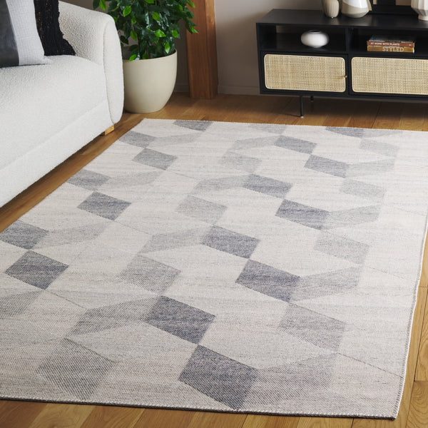 Safavieh Cabo Contemporary Geometric Area Rug - Elegant 3d Illusion Design For Modern Home Décor Style Beige ,Light Grey 97% Polyester,3% Cotton Cab374b-7sq
