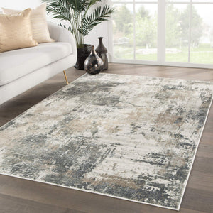 Jaipur Living Jaipur Living Sisario Abstract Viscose Area Rug with Metallic Sheen and High-low Pile Gray 5'3"X7'6" RUG140990