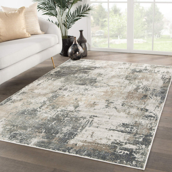 Jaipur Living Jaipur Living Sisario Abstract Viscose Area Rug with Metallic Sheen and High-low Pile Gray 5'3"X7'6" RUG140990