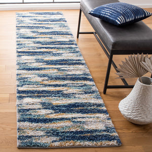 Safavieh Calista Turkish Power-Loomed Runner Rug With Plush 1" Pile, Blue & Ivory Abstract For Hallways 2'-3" x 11'-0" CAL108M-211