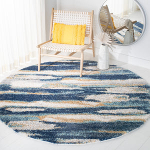 Safavieh Calista Turkish Power-Loomed Runner Rug With Plush 1" Pile, Blue & Ivory Abstract For Hallways 2'-3" x 11'-0" CAL108M-211