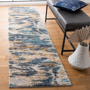 Safavieh Calista Plush Abstract Blue Grey Area Rug — Power-Loomed Turkish Frise Polypropylene For Durability 3'-0" x 5'-0" CAL110M-3