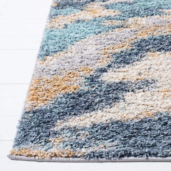 Safavieh Calista Plush Abstract Blue Grey Area Rug — Power-Loomed Turkish Frise Polypropylene For Durability 3'-0" x 5'-0" CAL110M-3